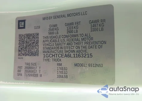 2020 Chevrolet Colorado 4Wd Long Box Lt z USA, uszkodzony, nr VIN 1GCHTCEA6L1163215